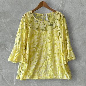 NY Collection Yellow Lace Blouse